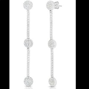 Sphera Milano 14K White Gold Pave CZ Drop Earrings